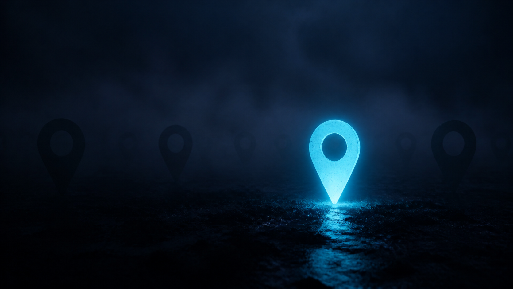 A single glowing marker standing out in dark fog